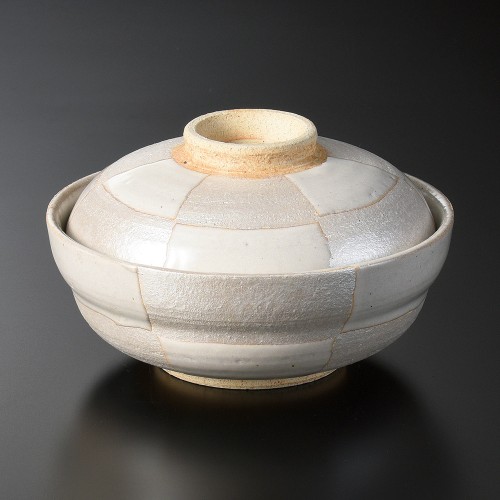 19307-541 白釉銀市松平蓋向|業務用食器カタログ陶里30号