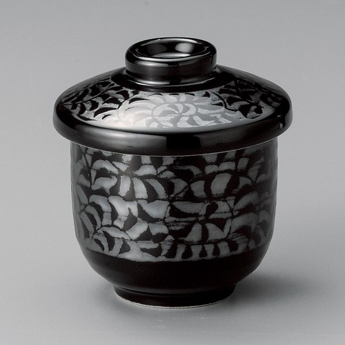 19910-28.611 黒釉渦唐草豆むし碗|業務用食器カタログ陶里30号