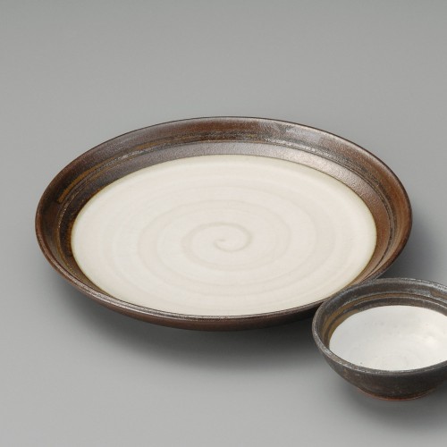 20825-121 白灰釉流7.0丸皿|業務用食器カタログ陶里30号