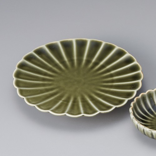 20903-321 織部菊型天皿|業務用食器カタログ陶里30号