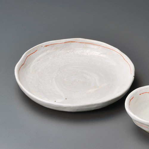 20920-191 白刷毛赤い糸8.0天皿|業務用食器カタログ陶里30号