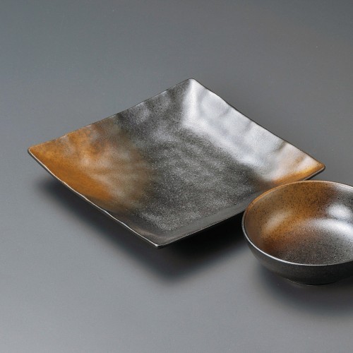 21023-511 金茶吹正角皿(大)|業務用食器カタログ陶里30号