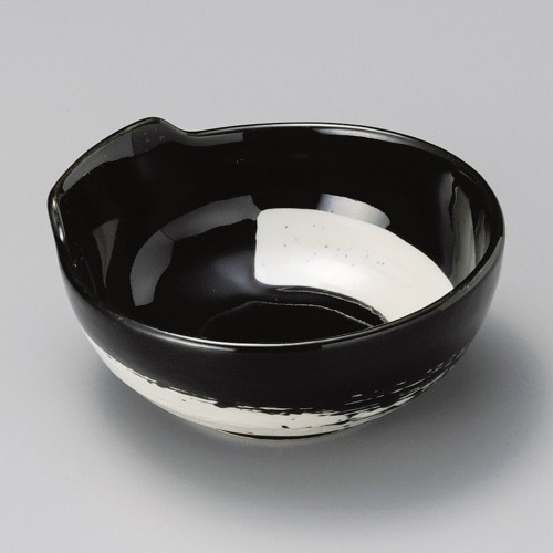 21304-311 黒釉白刷毛呑水(大)|業務用食器カタログ陶里30号