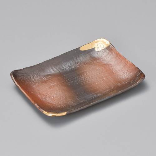 24412-451 焼締金雲(強化)9.0長角皿|業務用食器カタログ陶里30号