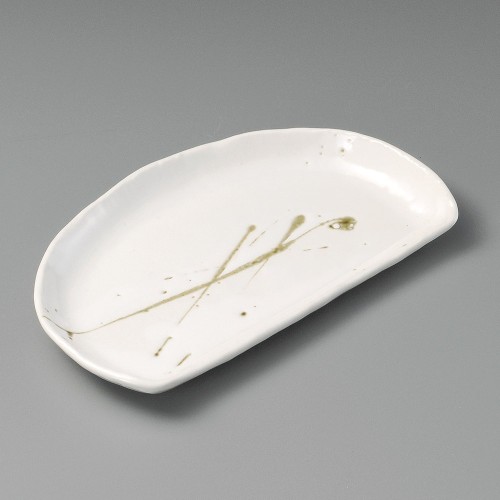 24921-251 白乱刷毛半月焼物皿|業務用食器カタログ陶里30号