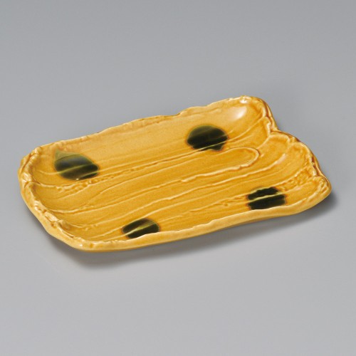 25208-121 黄瀬戸荒そぎ焼物皿|業務用食器カタログ陶里30号