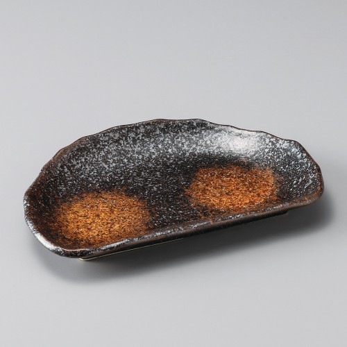 25923-641 黒油滴半月皿|業務用食器カタログ陶里30号