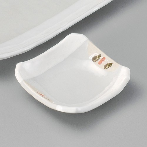 26118-411 粉引赤入正角小皿|業務用食器カタログ陶里30号