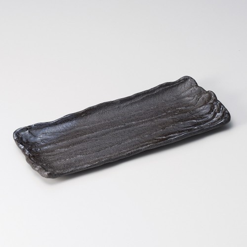 26903-081 金吹黒砂荒ソギ29㎝サンマ皿|業務用食器カタログ陶里30号