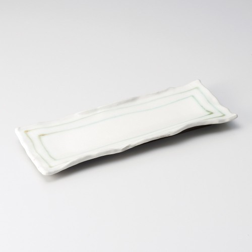 26909-151 粉引緑線長皿|業務用食器カタログ陶里30号