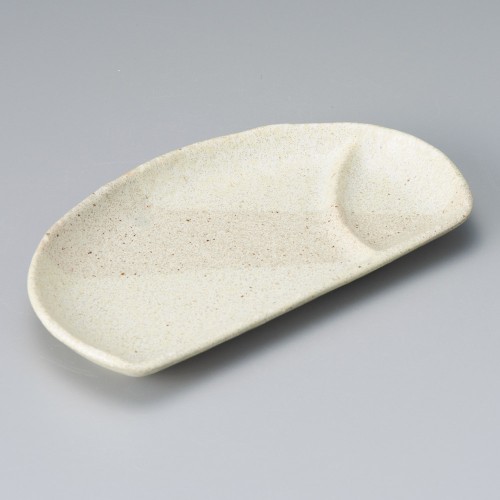 27914-401 白化粧塗分半月仕切皿|業務用食器カタログ陶里30号