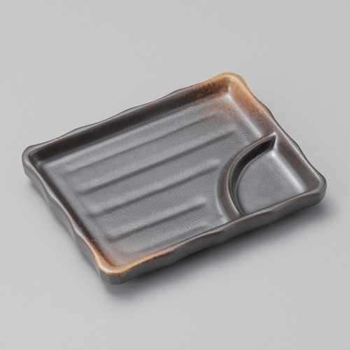 27915-461 焼締5.5長角仕切皿|業務用食器カタログ陶里30号