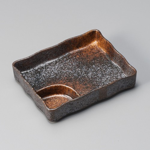 28013-231 黒油滴長角仕切皿|業務用食器カタログ陶里30号