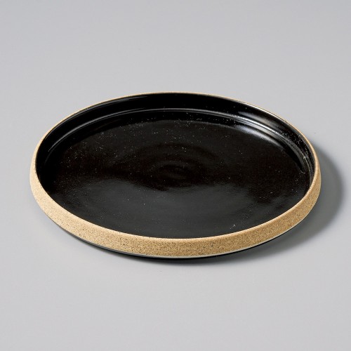 30315-101 渕コルク(黒)切立丸皿(中)|業務用食器カタログ陶里30号