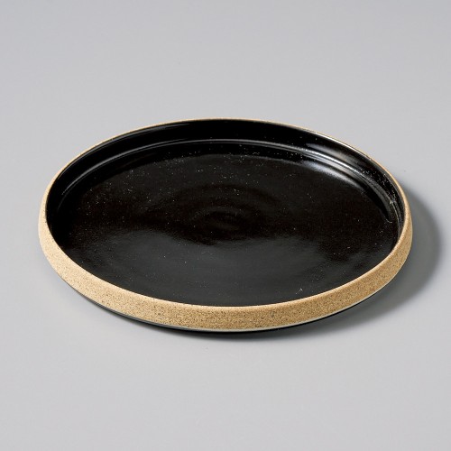 30316-101 渕コルク(黒)切立丸皿(大)|業務用食器カタログ陶里30号