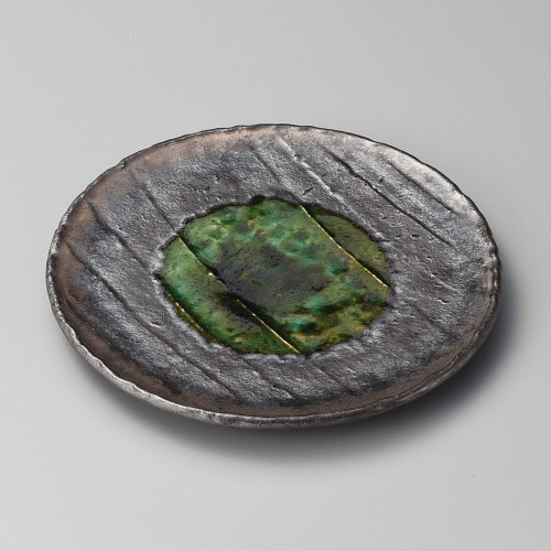 30523-101 金結晶織部流し25㎝丸皿|業務用食器カタログ陶里30号