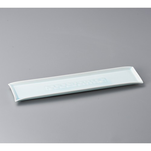 34008-16.541 青磁市松彫44㎝長角皿(強化)|業務用食器カタログ陶里30号