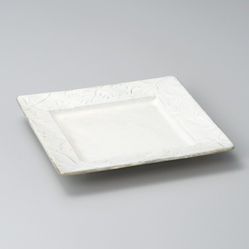 36515-101 黒土粉引レリーフ角皿(小)|業務用食器カタログ陶里30号
