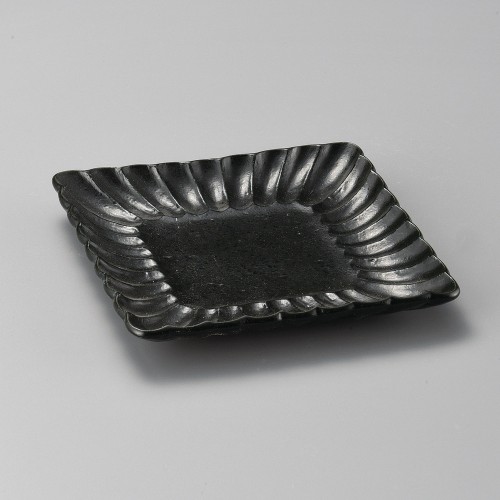 37010-281 黒ガラスマット菊型角小皿|業務用食器カタログ陶里30号