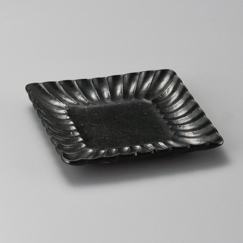 37012-281 黒ガラスマット菊型角中皿|業務用食器カタログ陶里30号