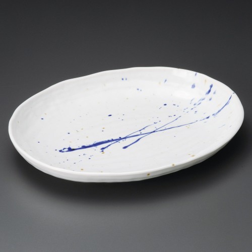37810-671 呉須吹楕円大皿|業務用食器カタログ陶里30号