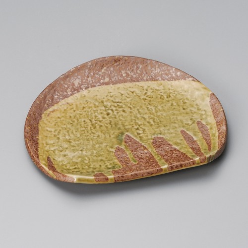 39016-461 南蛮灰釉流し 7.0半月丸皿|業務用食器カタログ陶里30号