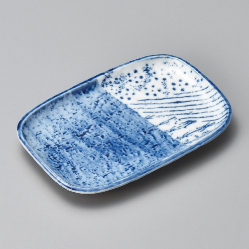 40221-191 藍染梅6.0小判皿|業務用食器カタログ陶里30号