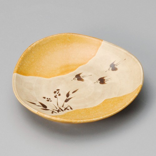 41130-571 黄瀬戸千鳥絵小皿|業務用食器カタログ陶里30号