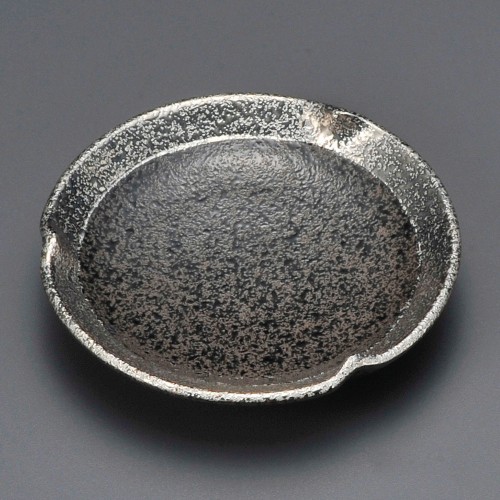 42207-461 黒ちらし渕銀巻3.5三つ押丸皿|業務用食器カタログ陶里30号