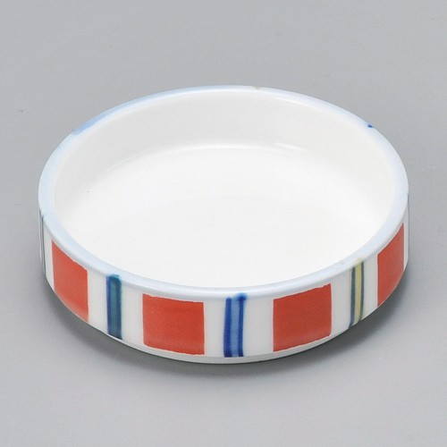 42308-461 赤だみ十草切立丸小皿|業務用食器カタログ陶里30号