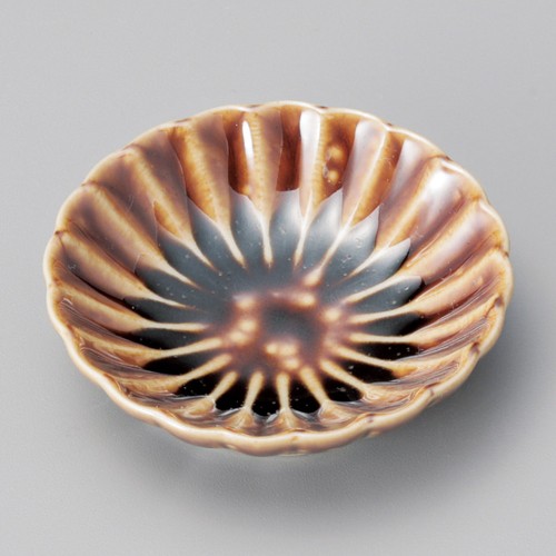 42816-141 釉楽菊小皿 あめ茶|業務用食器カタログ陶里30号