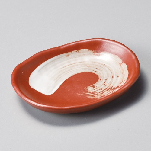 42832-311 朱白刷毛楕円豆皿|業務用食器カタログ陶里30号