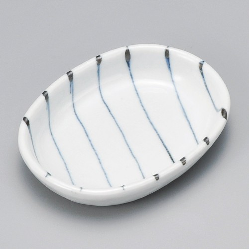42911-341 ストライプ小判小皿|業務用食器カタログ陶里30号