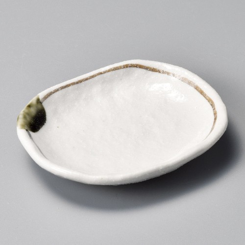 43116-151 志野茶ライン小判小皿|業務用食器カタログ陶里30号