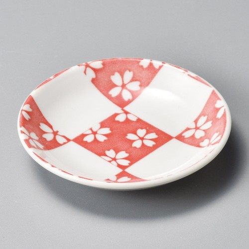 43328-161 市松桜 赤3.0皿|業務用食器カタログ陶里30号