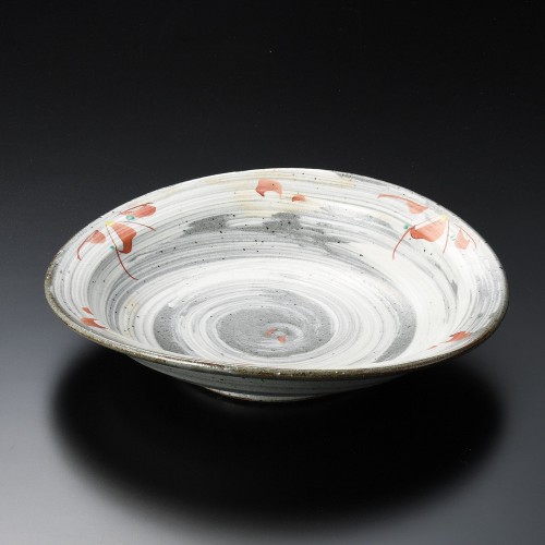 44603-361 粉引刷毛目赤花楕円盛皿|業務用食器カタログ陶里30号
