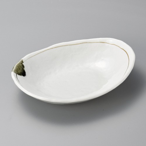 46818-151 志野茶ライン小判鉢(大)|業務用食器カタログ陶里30号