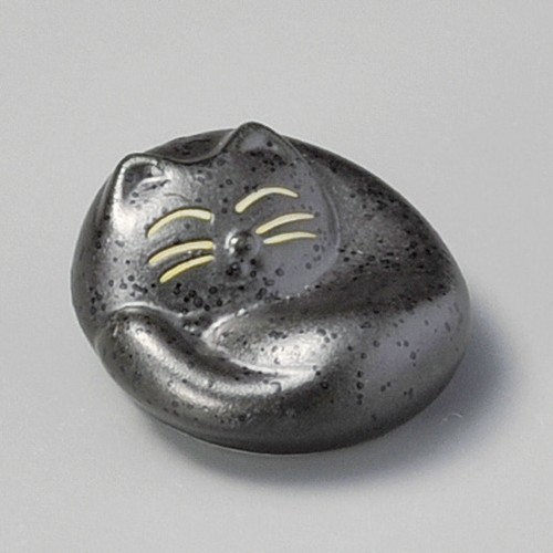 51333-401 箸置黒マット猫|業務用食器カタログ陶里30号
