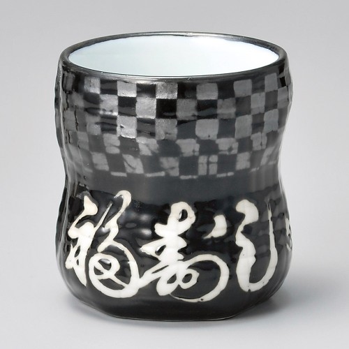 55002-331 瓢型市松銀彩寿司湯呑|業務用食器カタログ陶里30号