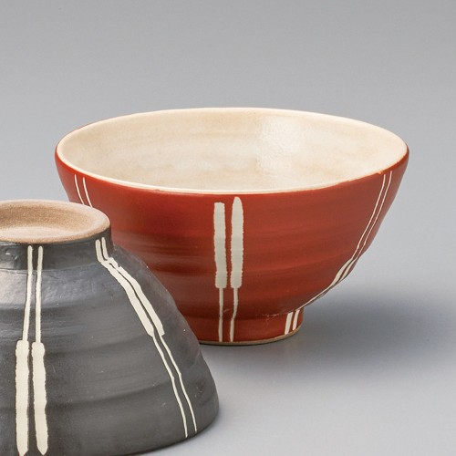 65436-061 彫詩羽(赤)茶碗|業務用食器カタログ陶里30号