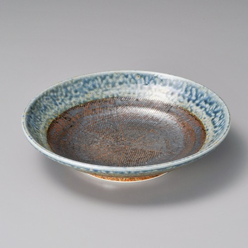 66612-241 民芸藍流し玉渕7.5麺皿|業務用食器カタログ陶里29号