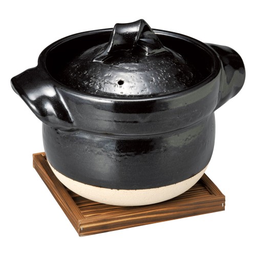 69110-431 黒釉三合炊御飯鍋|業務用食器カタログ陶里30号