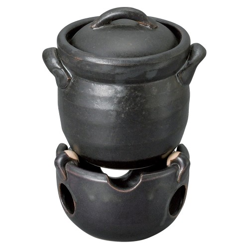 69121-711 黒釉ミニご飯釜(0.5合炊)|業務用食器カタログ陶里30号