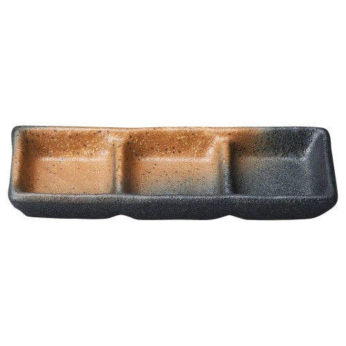 71224-221 黒備前吹き 石目三品薬味入れ|業務用食器カタログ陶里30号