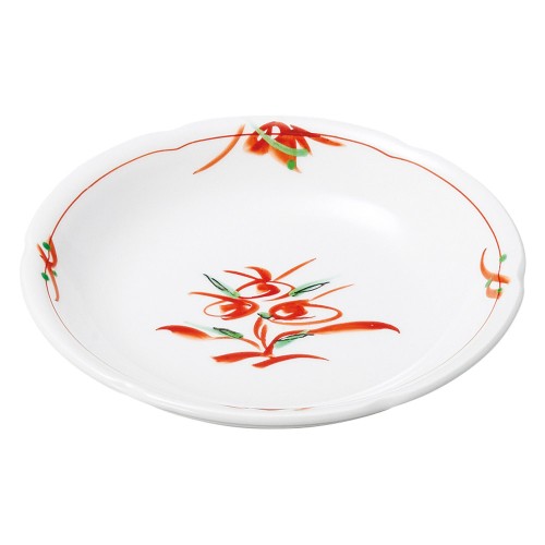 71730-471 強化磁器 手描き赤絵花 花型3.5皿|業務用食器カタログ陶里30号
