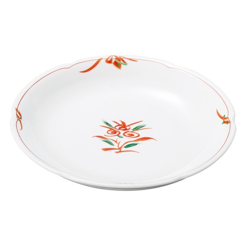 71733-471 強化磁器 手描き赤絵花 花型6.0皿|業務用食器カタログ陶里30号