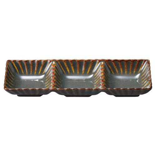 72426-121 かすみ山藍 3連皿|業務用食器カタログ陶里30号