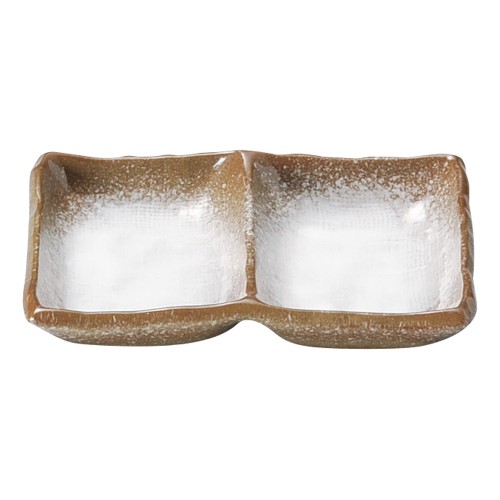 74845-461 強化 伊賀白吹 長角二つ仕切皿|業務用食器カタログ陶里30号