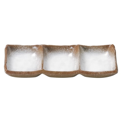 74846-461 強化 伊賀白吹 長角三つ仕切皿|業務用食器カタログ陶里30号