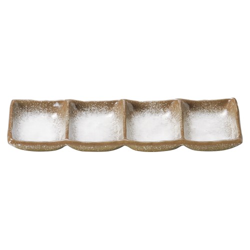 74847-461 強化 伊賀白吹 長角四つ仕切皿|業務用食器カタログ陶里30号